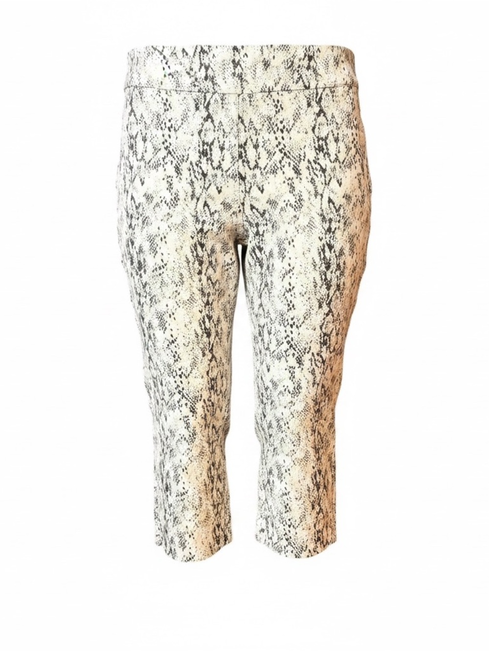 Premise White Stretchy with Black Snake Print Rayon Blend Cropped Pant sz L